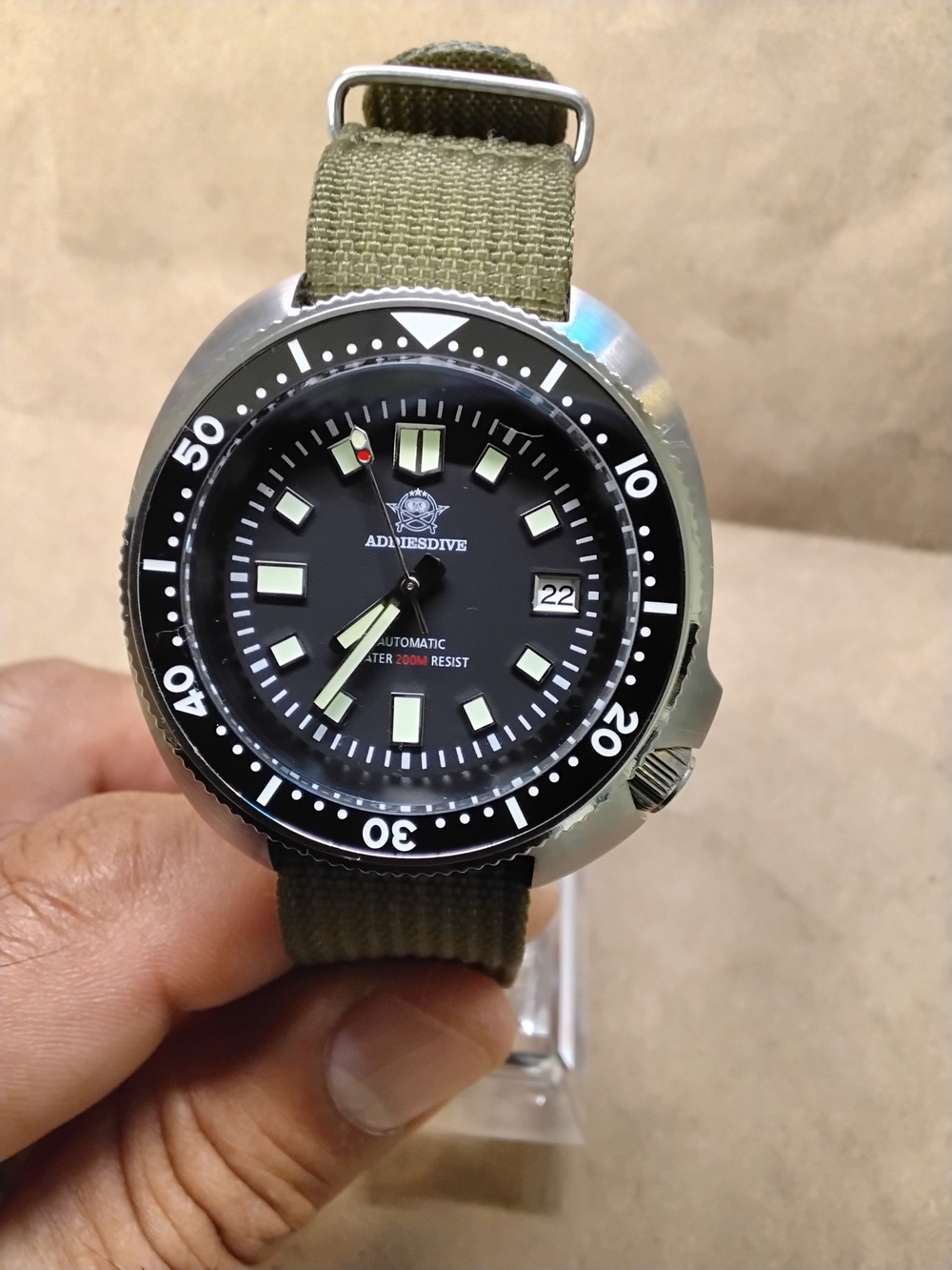 Addiesdive NH35 Automatic Men's Watch "Captain Willard" Model H8 Fabric Strap